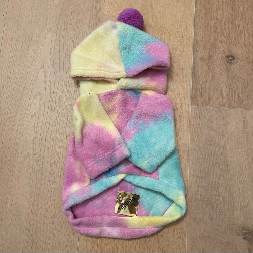 NWT Dog Tie Dyed Hoodie with Pom Pom